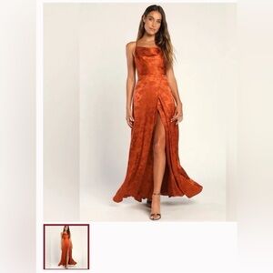 Lulus Rust Orange Bridesmaid Dress.